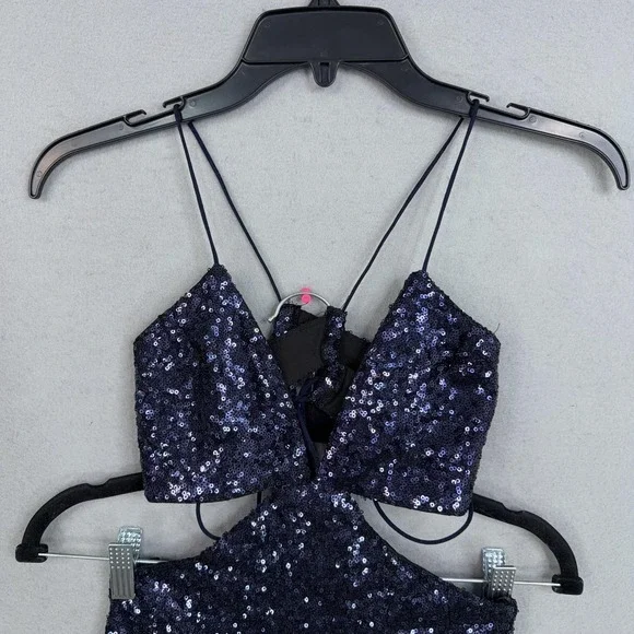 HELLO MOLLY Wanna Know How You Feel Sequin Dress Womens XS Navy Party Dressy - Picture 3 of 15